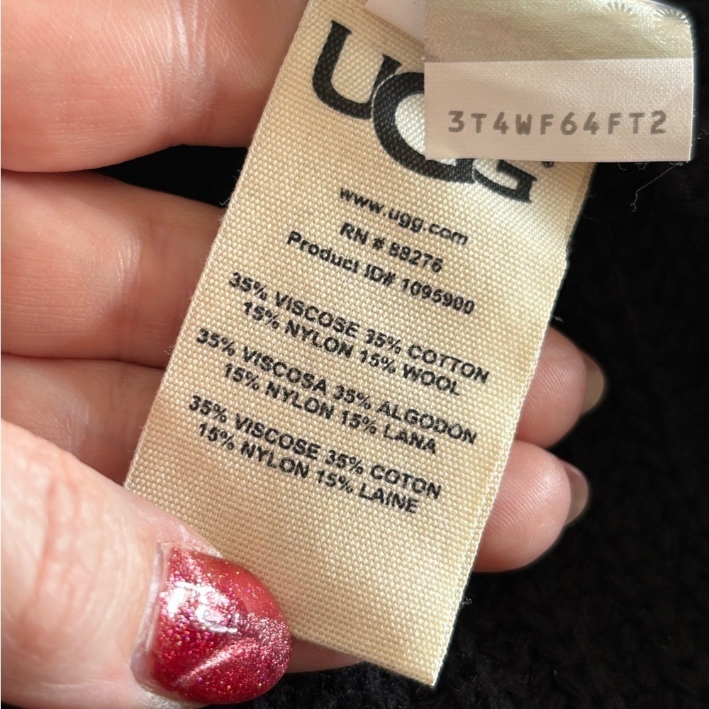 UGG Black Chunky Knit Turtleneck Sweater with ties on side. Size Small - Picture 7 of 7